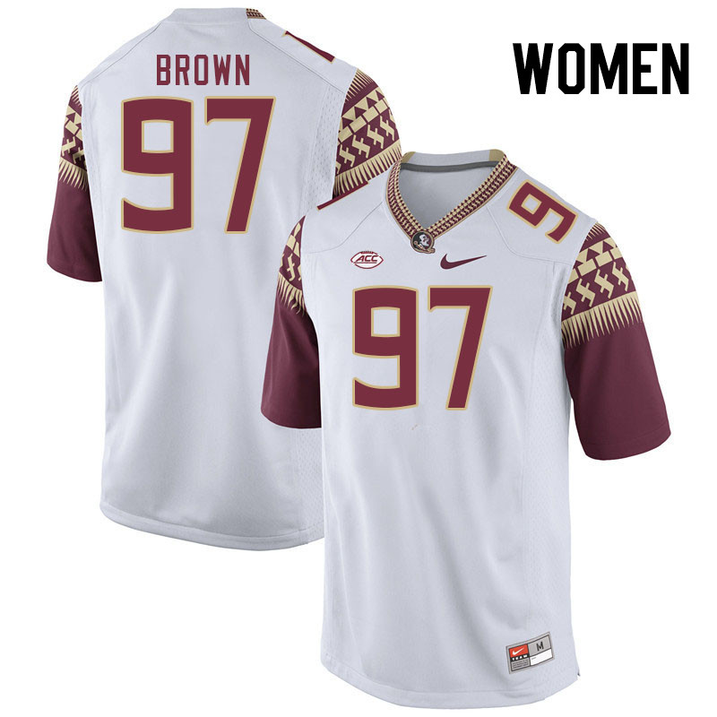 Women #97 Dylan Brown Florida State Seminoles College Football Jerseys Stitched-White